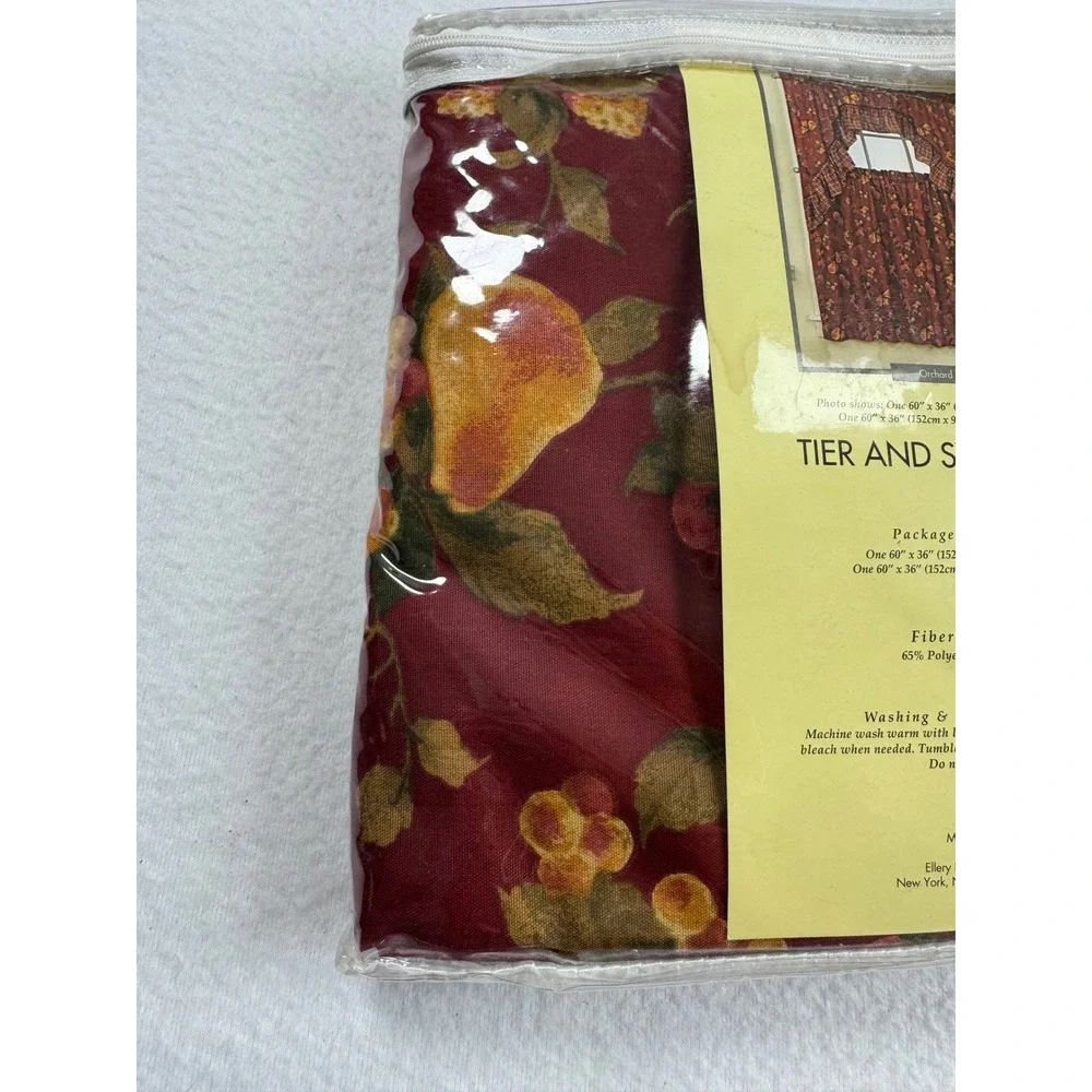 Cottagecore Interiors by Design Unisex 60x36 Curtain Set Red Orchard Fruit Print